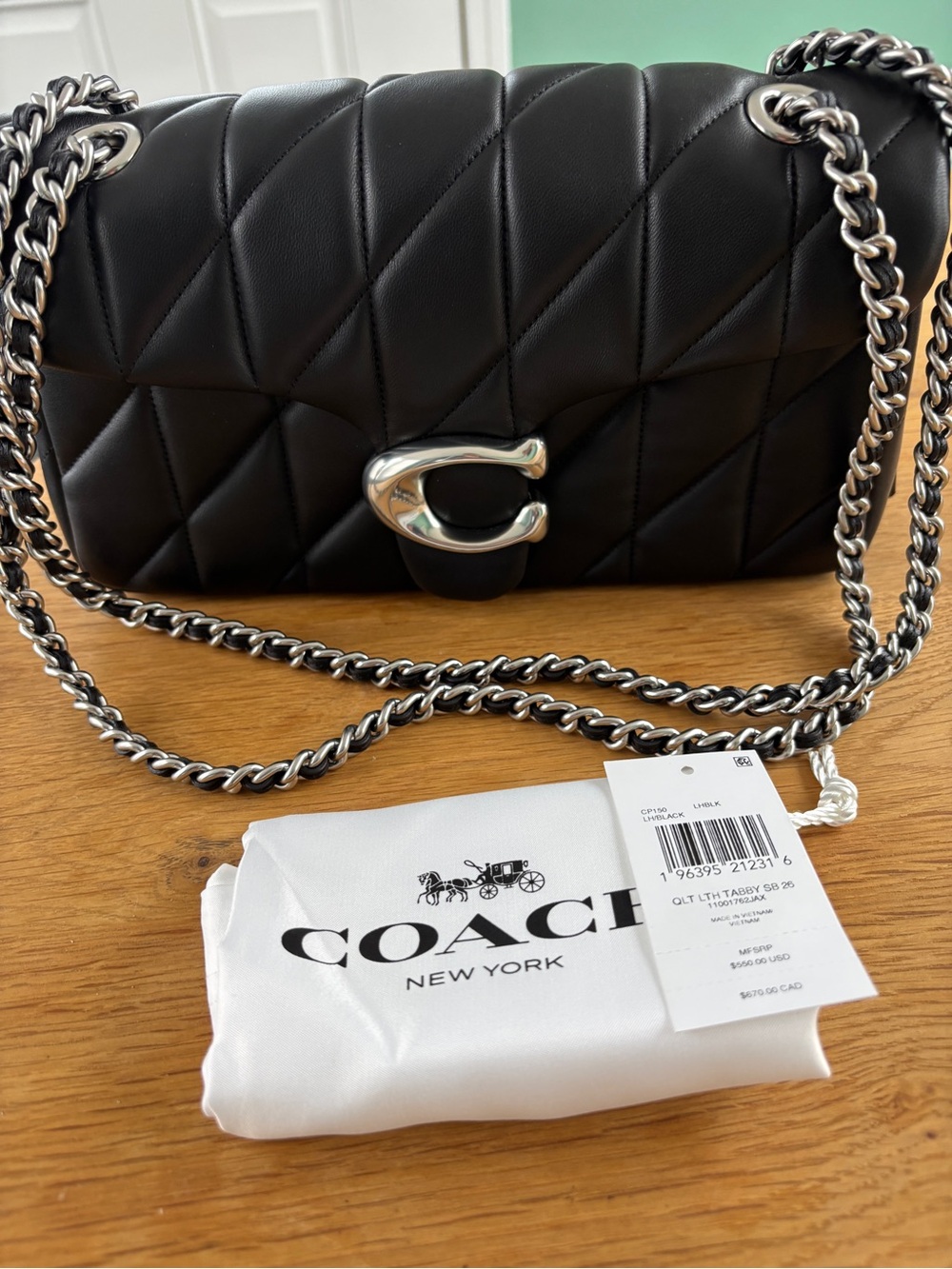 Coach Quilted Tabby 26 in black with silver hardware